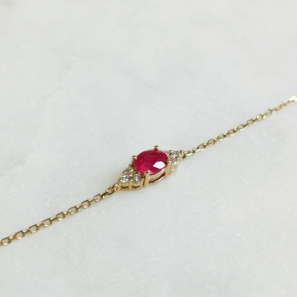 14K YELLOW GOLD OVAL RUBY DAINTY BRACELET