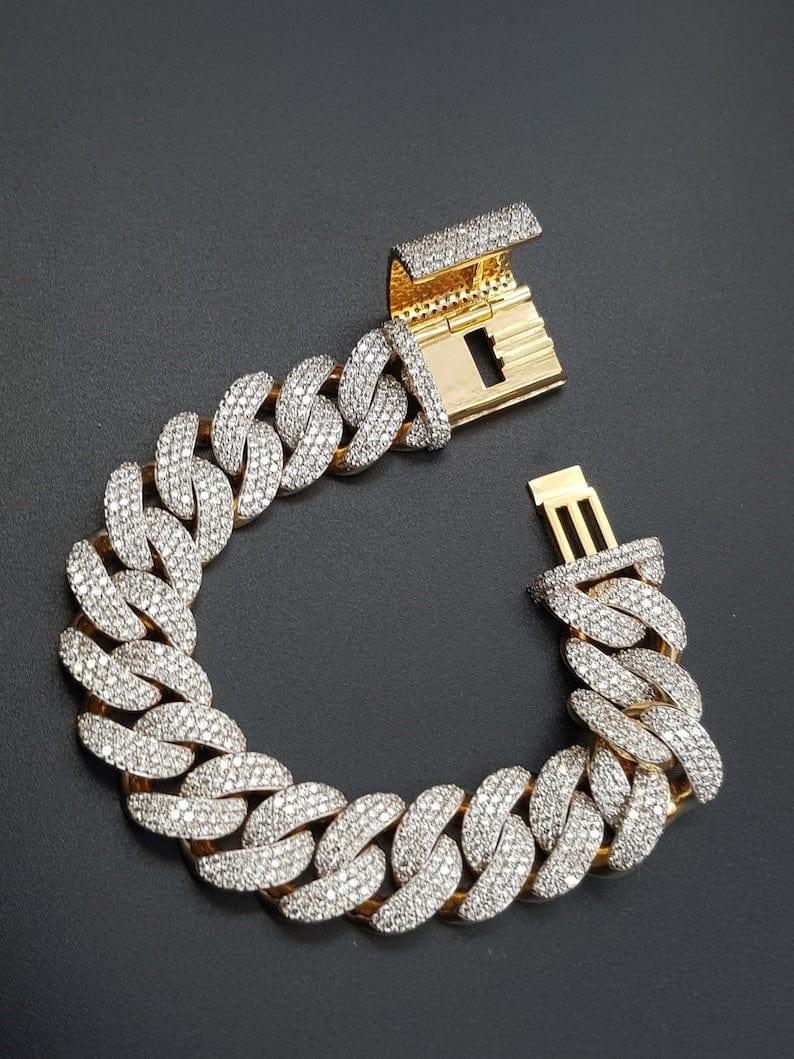 18 MM VVS MOISSANITE DIAMOND CUBAN LINK HIP HOP MIAMI CUBAN ICED OUT BRACELET