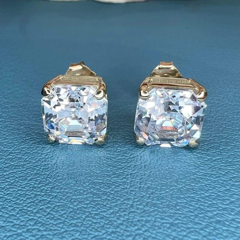 2.00 TCW ASSCHER CUT MOISSANITE STUD EARRING