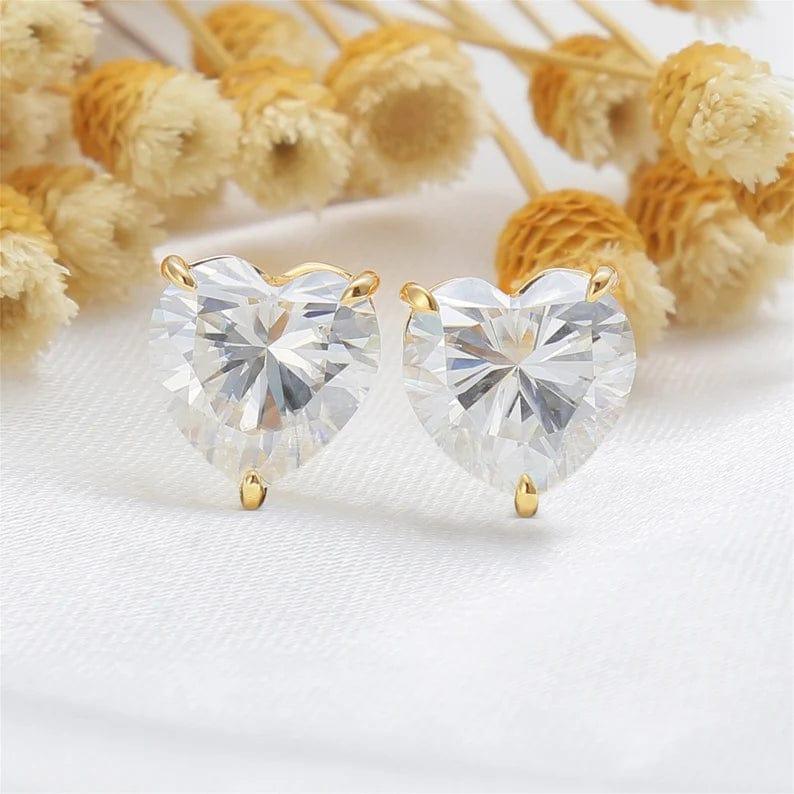 2.00 TCW HEART CUT SOLITAIRE MOISSANITE STUD EARRINGS