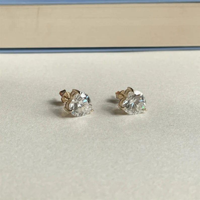 2.00 TCW HEART CUT SOLITAIRE MOISSANITE STUD EARRINGS