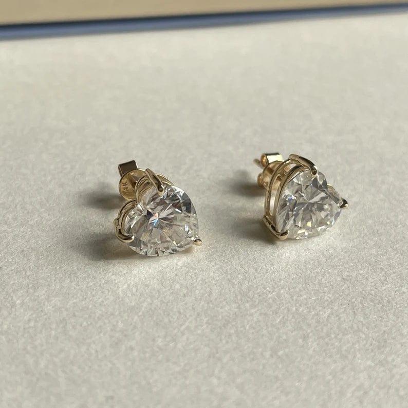 2.00 TCW HEART CUT SOLITAIRE MOISSANITE STUD EARRINGS