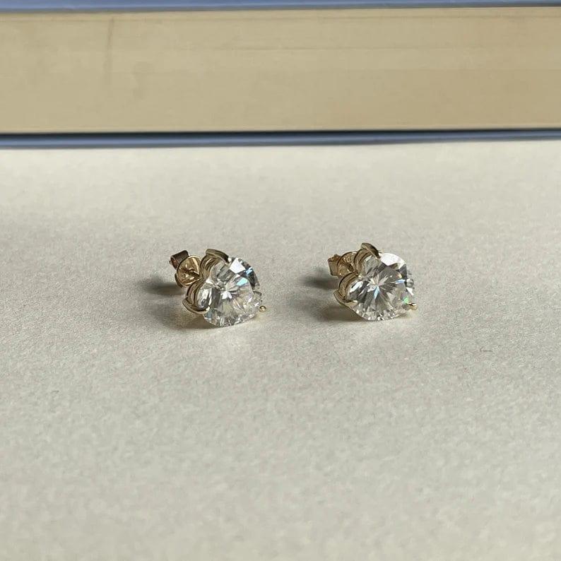 2.00 TCW HEART CUT SOLITAIRE MOISSANITE STUD EARRINGS