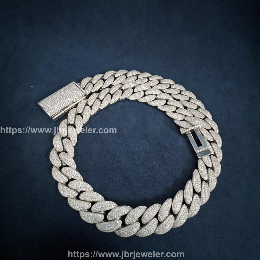 mens white gold cuban link chain