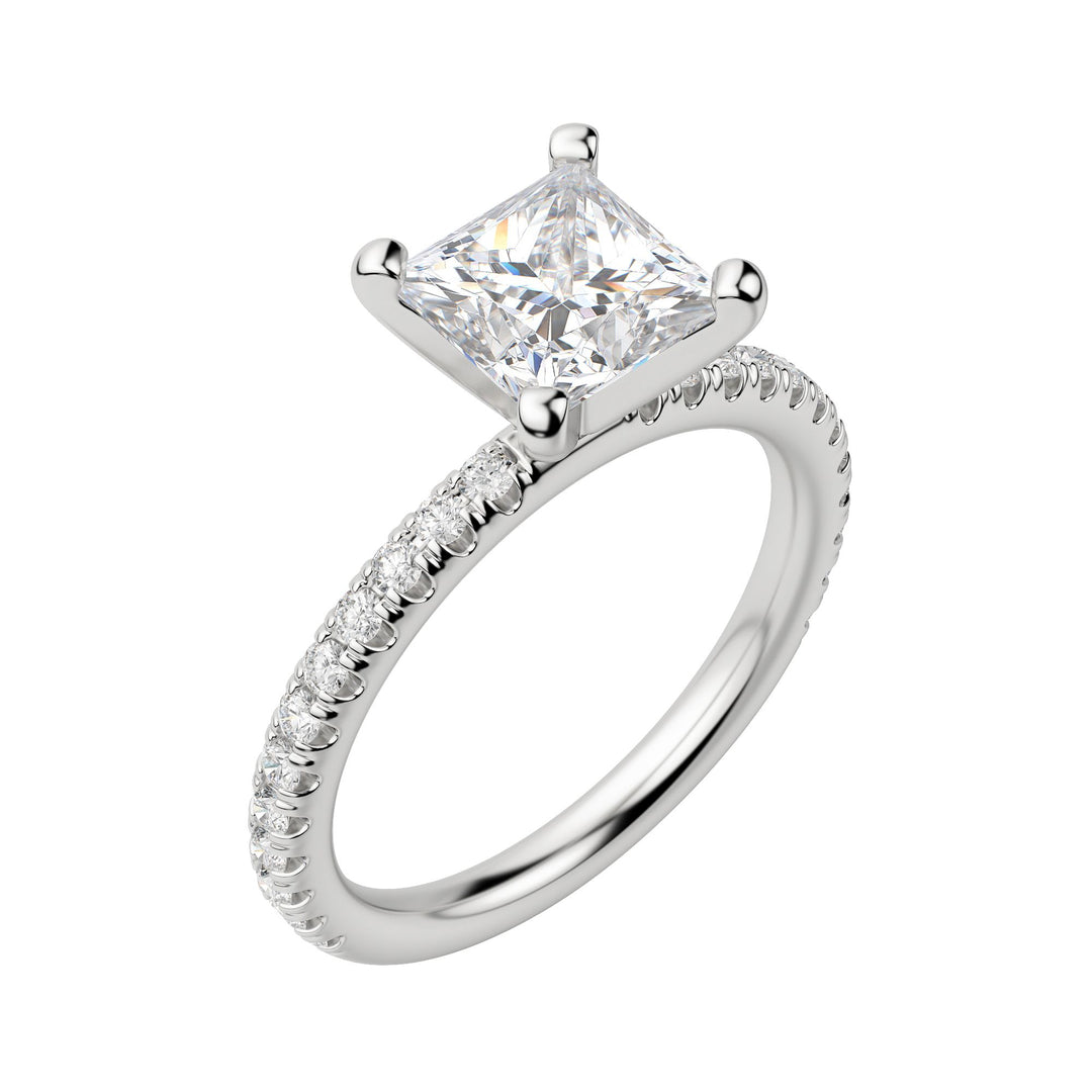 HOLM ACCENTED PRINCESS CUT MOISSANITE ENGAGEMENT RING