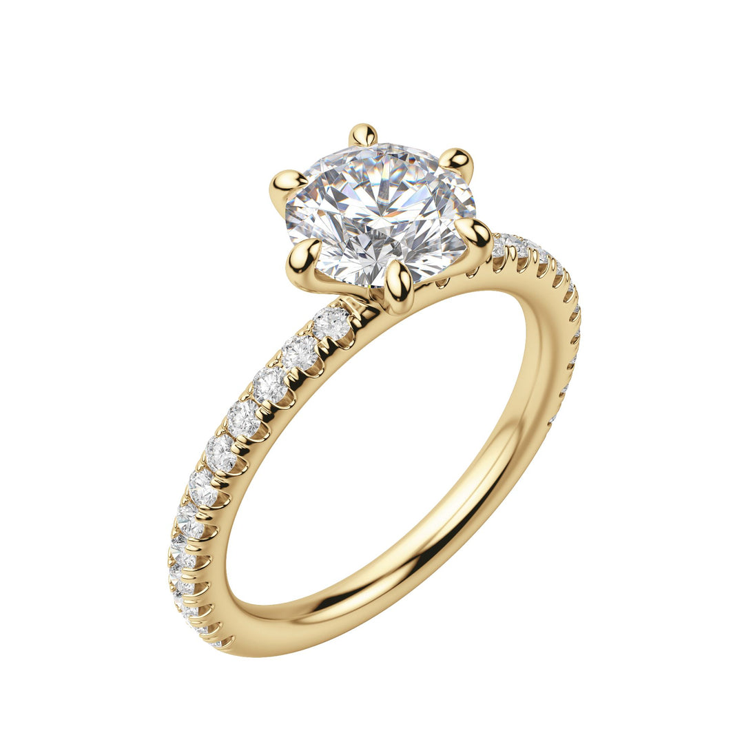 LYRE ACCENTED ROUND CUT MOISSANITE ENGAGEMENT RING