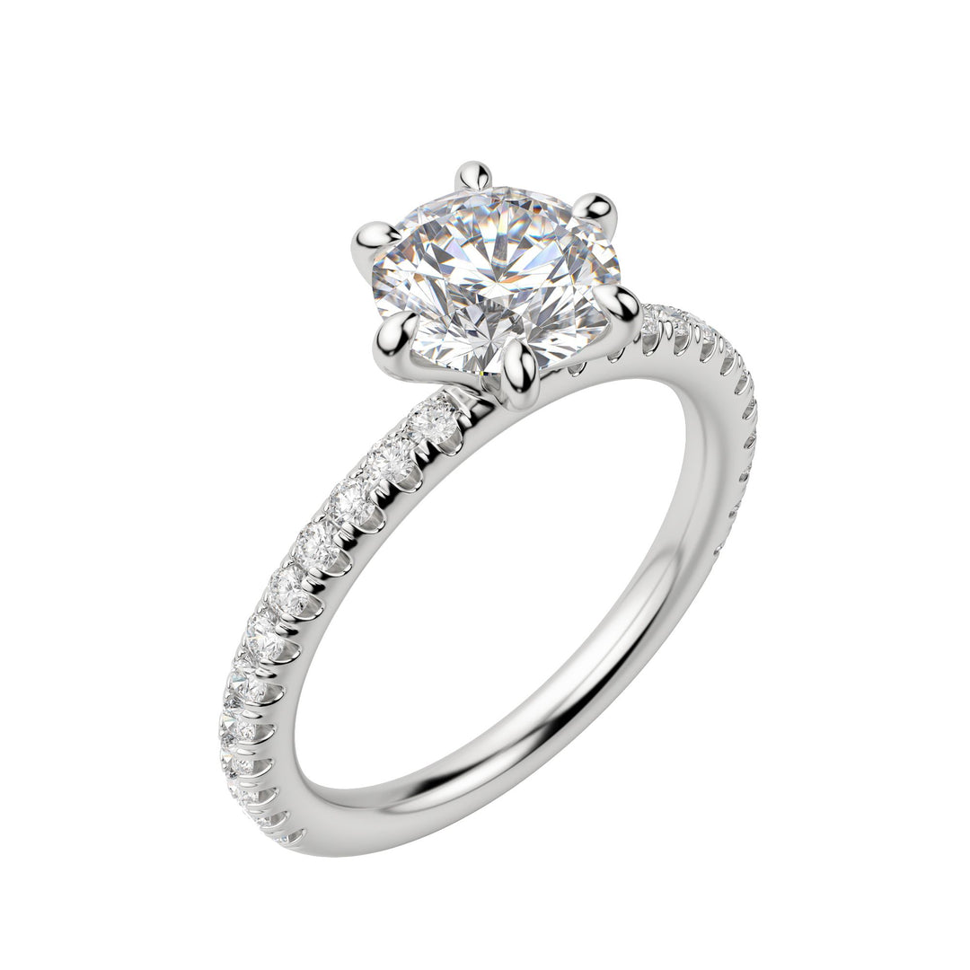 LYRE ACCENTED ROUND CUT MOISSANITE ENGAGEMENT RING