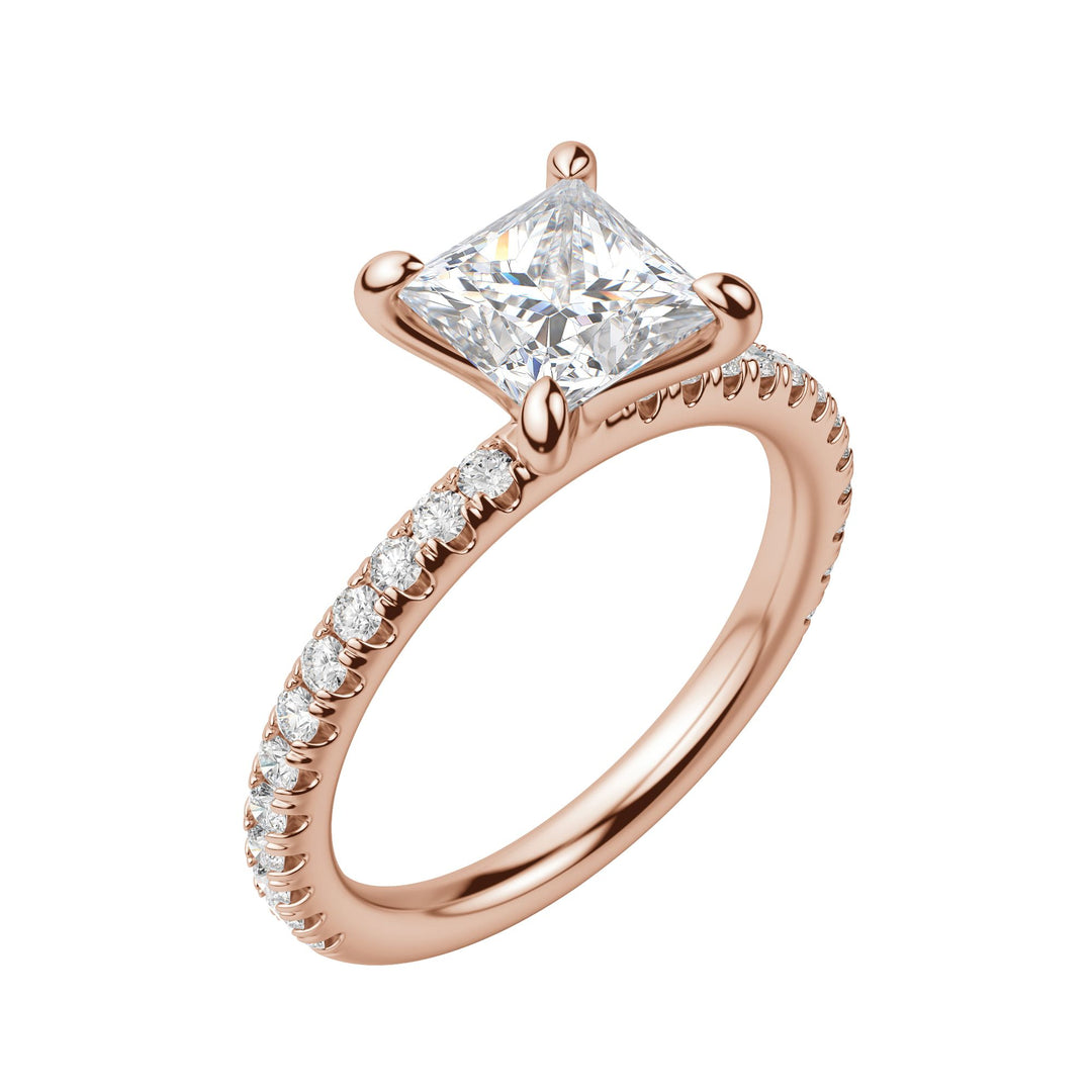 LYRE ACCENTED PRINCESS CUT MOISSANITE ENGAGEMENT RING