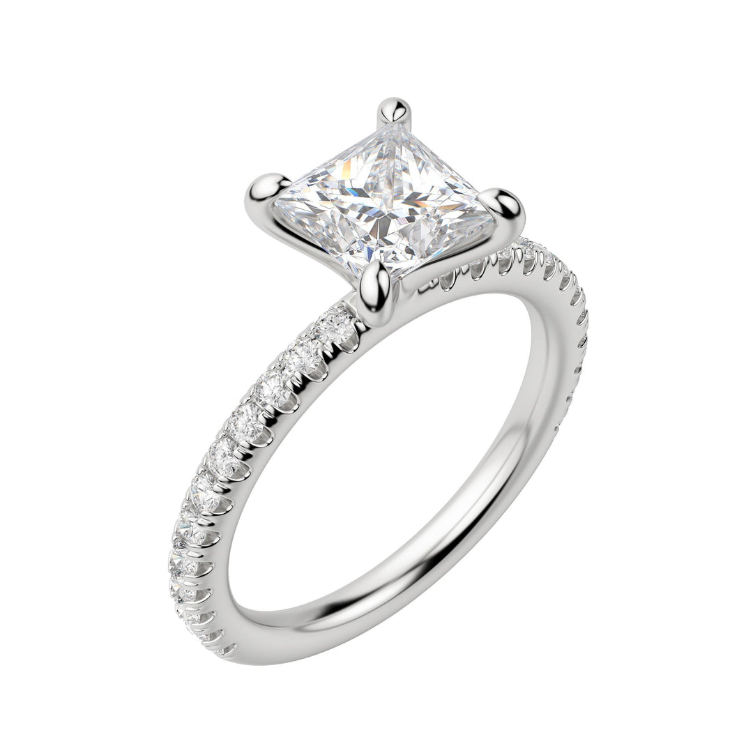 LYRE ACCENTED PRINCESS CUT MOISSANITE ENGAGEMENT RING