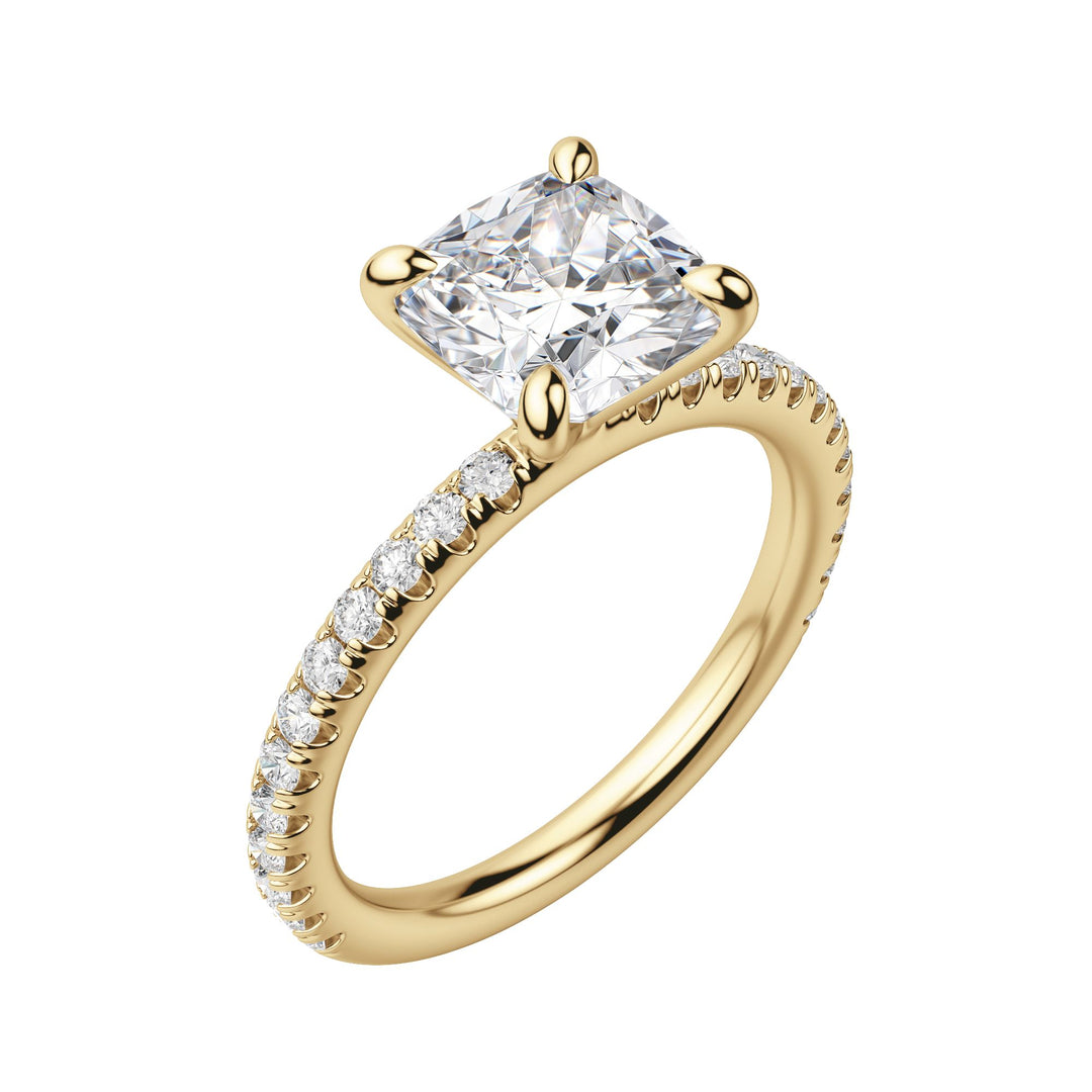 LYRE ACCENTED CUSHION CUT MOISSANITE ENGAGEMENT RING