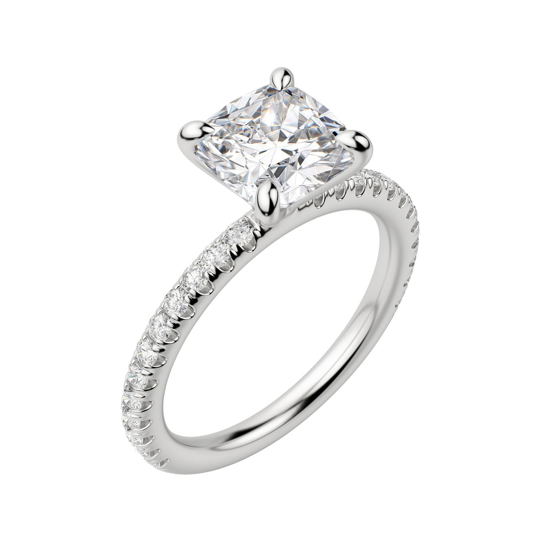 LYRE ACCENTED CUSHION CUT MOISSANITE ENGAGEMENT RING