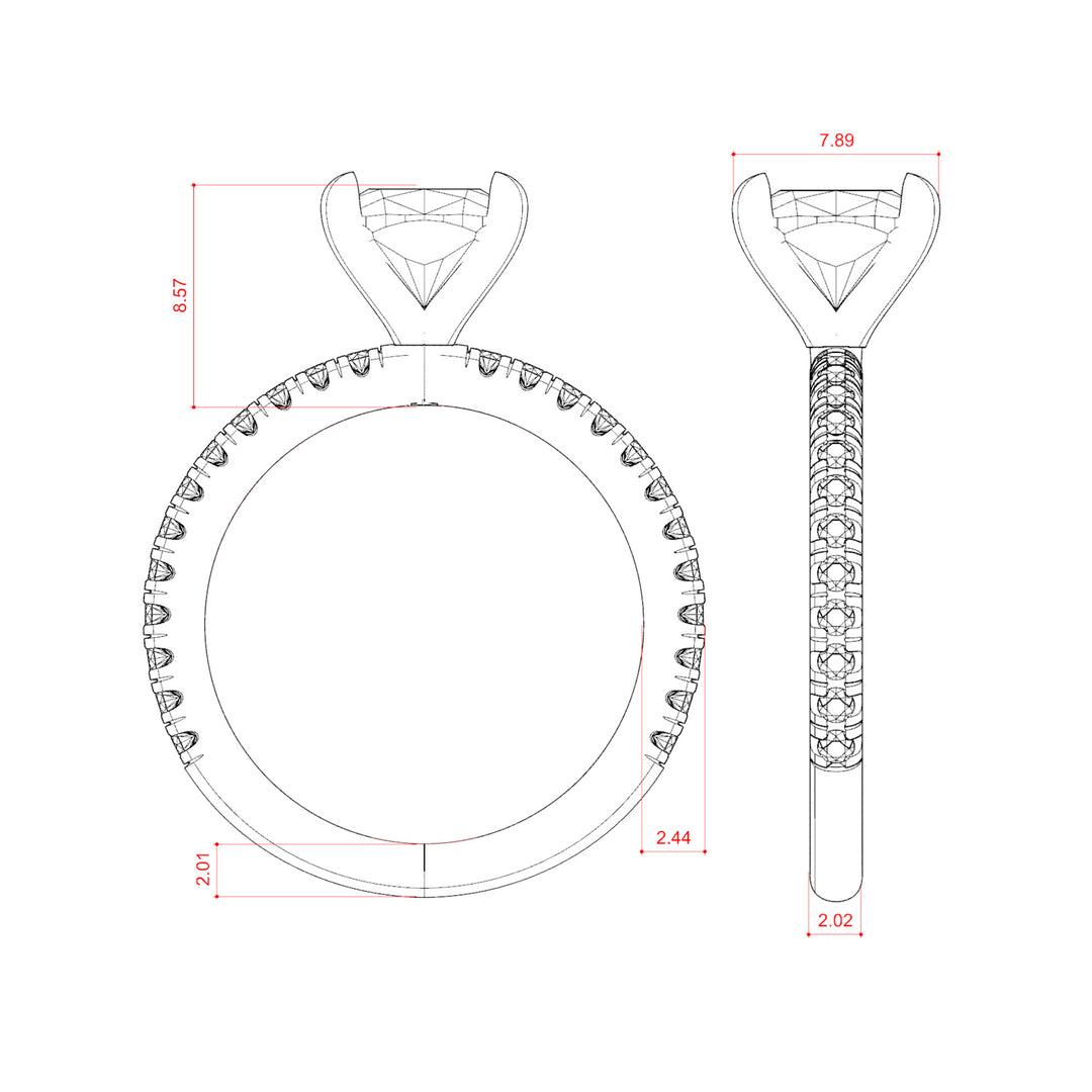 LYRE ACCENTED CUSHION CUT MOISSANITE ENGAGEMENT RING