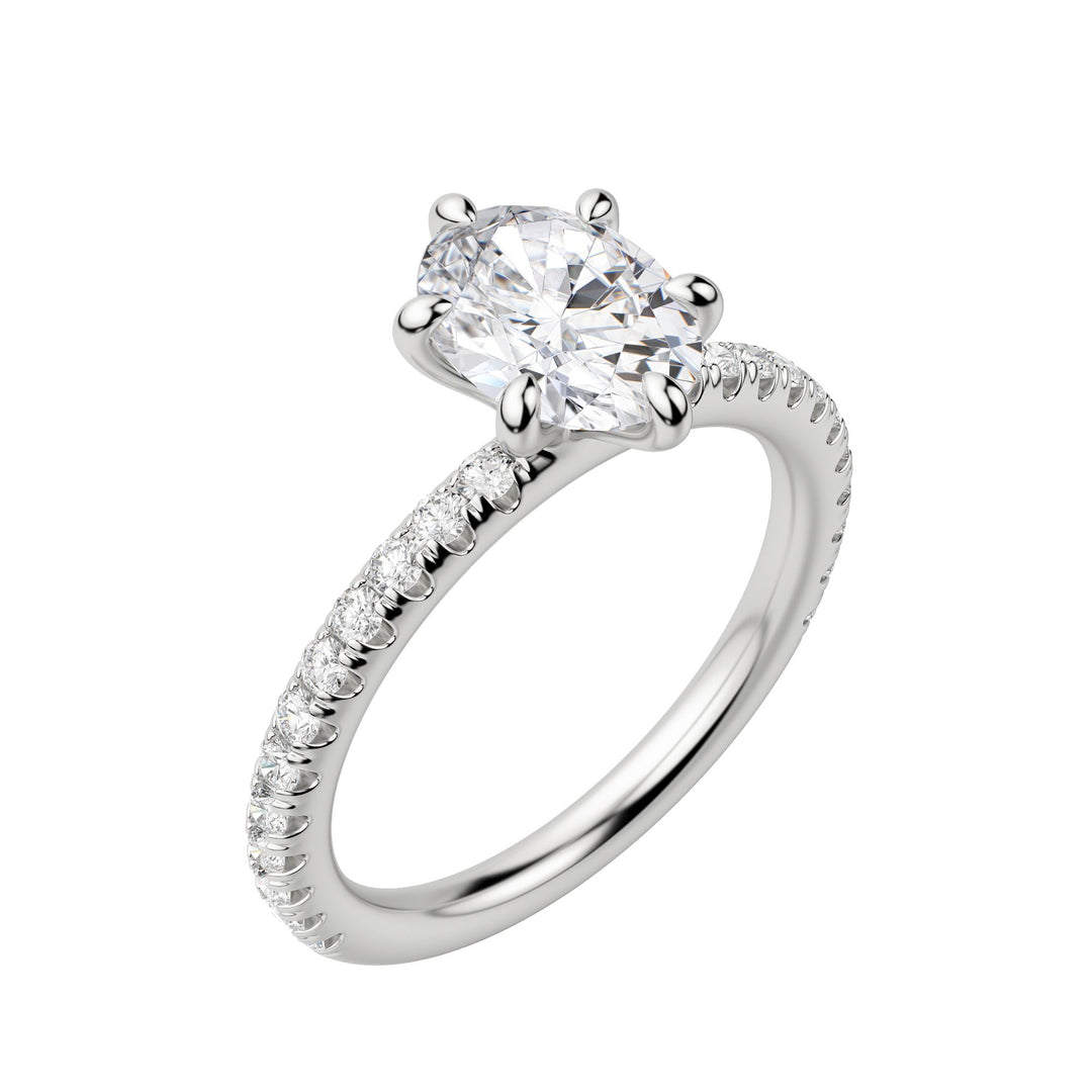 LYRE ACCENTED OVAL CUT MOISSANITE ENGAGEMENT RING