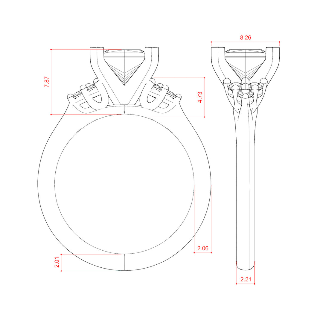 CALM PRINCESS CUT MOISSANITE ENGAGEMENT RING