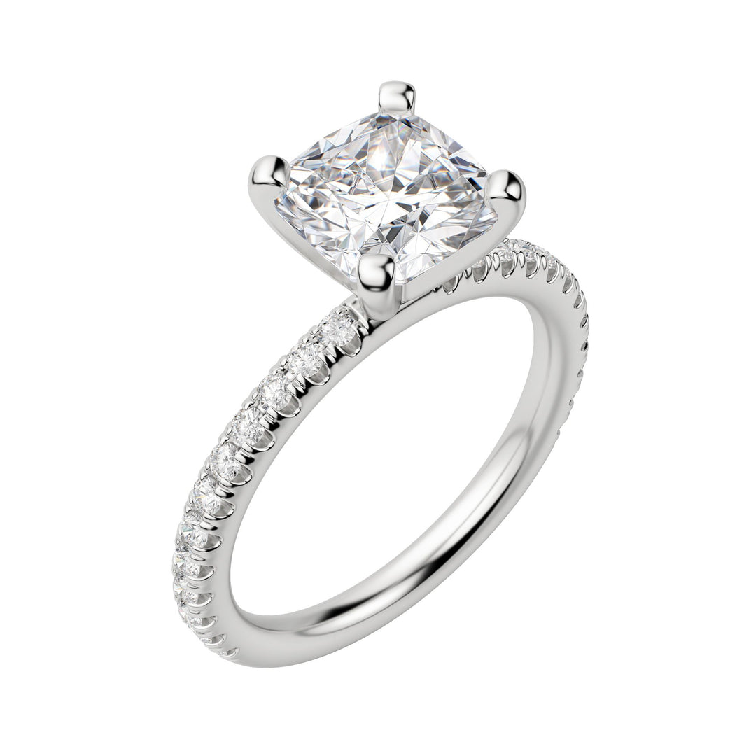 HOLM ACCENTED CUSHION CUT MOISSANITE ENGAGEMENT RING