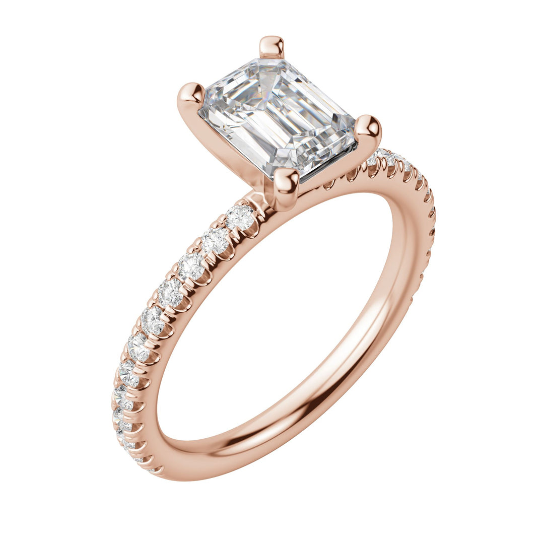 HOLM ACCENTED EMERALD CUT MOISSANITE ENGAGEMENT RING