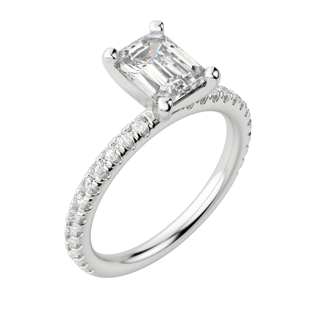 HOLM ACCENTED EMERALD CUT MOISSANITE ENGAGEMENT RING