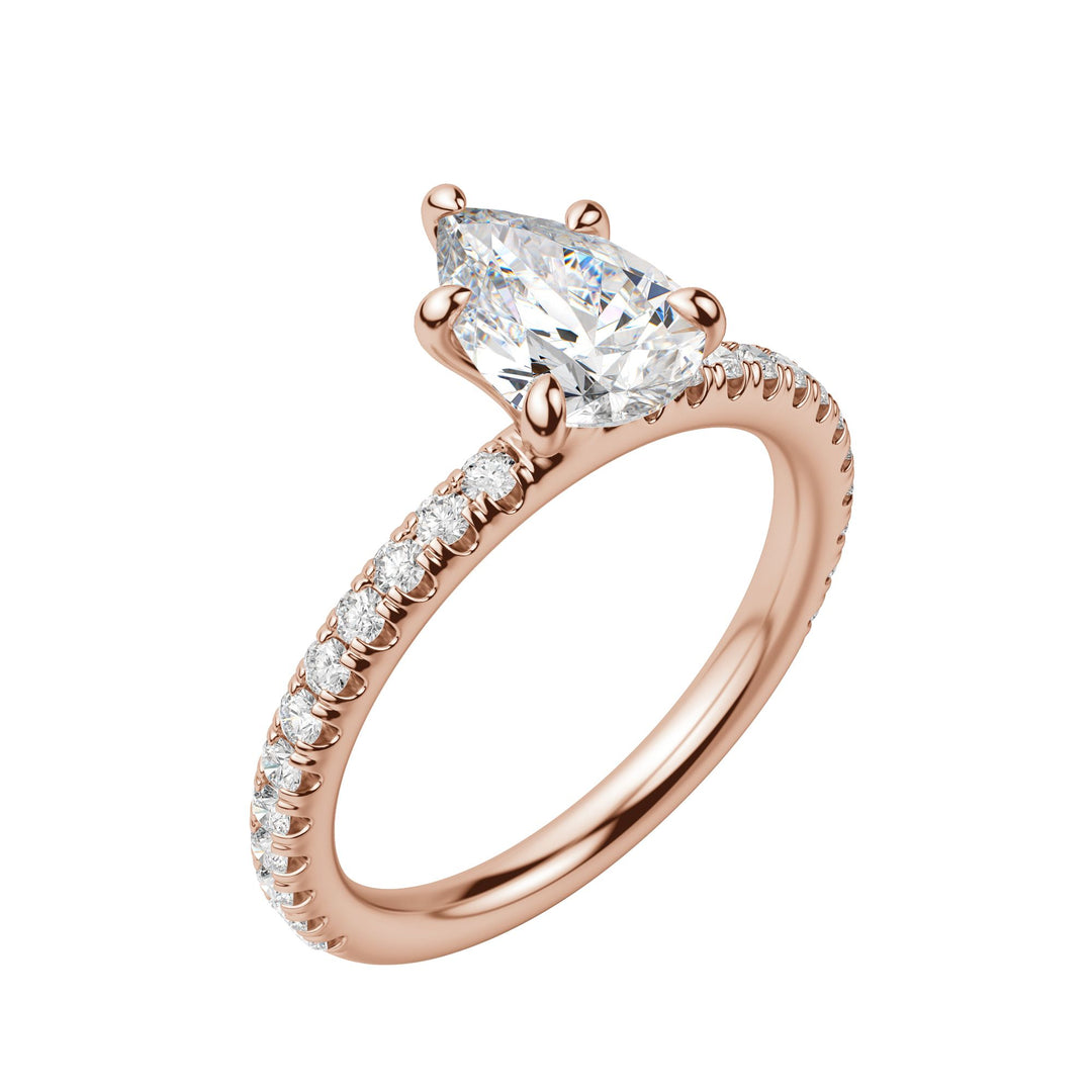 LYRE ACCENTED PEAR CUT MOISSANITE ENGAGEMENT RING