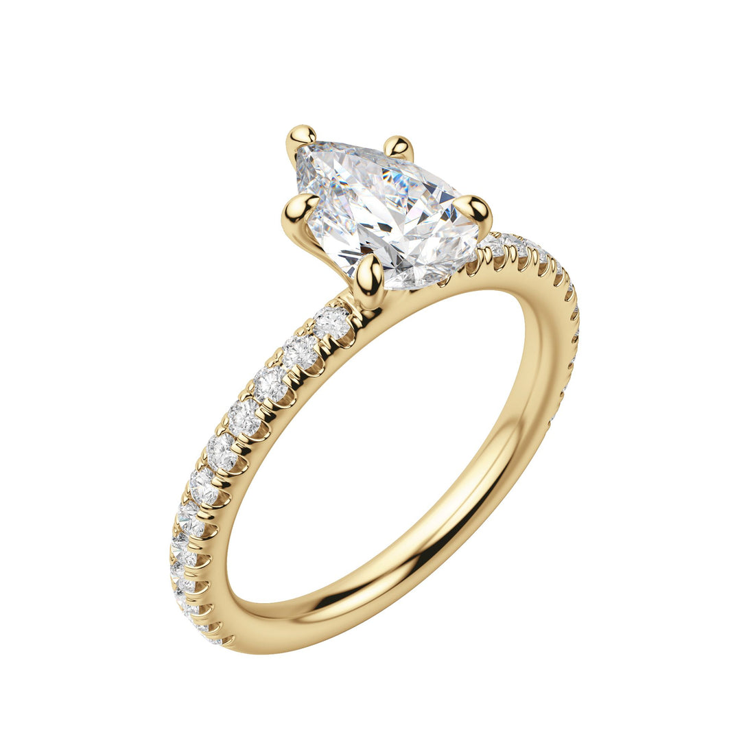 LYRE ACCENTED PEAR CUT MOISSANITE ENGAGEMENT RING