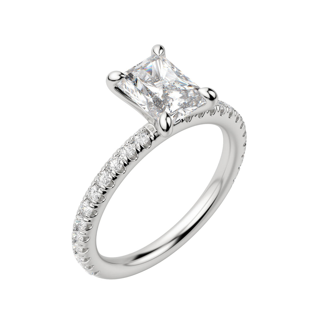 LYRE ACCENTED RADIANT CUT MOISSANITE ENGAGEMENT RING