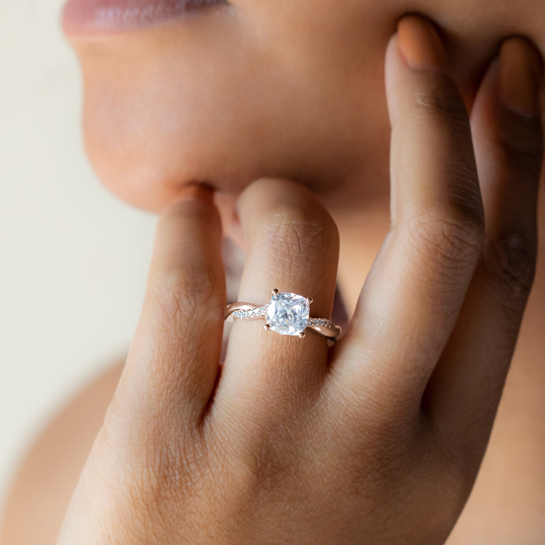 MORA CUSHION CUT MOISSANITE ENGAGEMENT RING