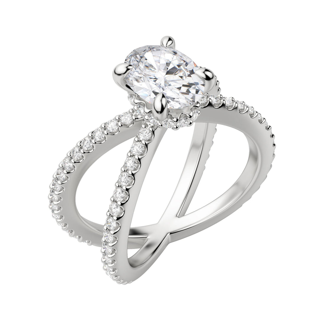 DEMI ACCENTED OVAL CUT MOISSANITE ENGAGEMENT RING