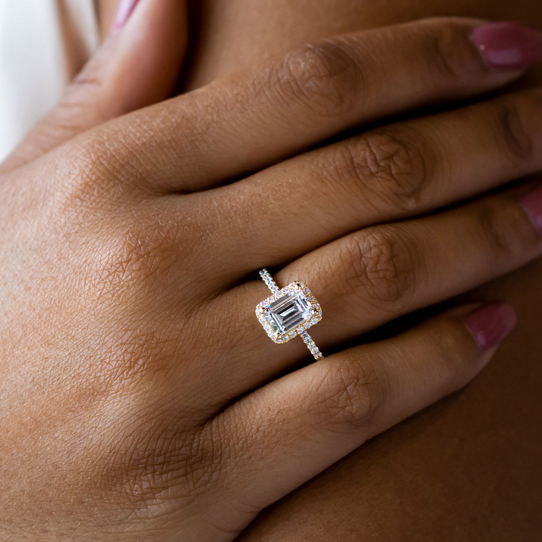 HELM EMERALD CUT MOISSANITE ENGAGEMENT RING