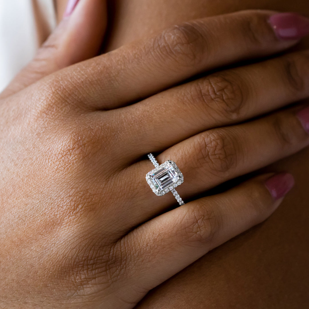 HELM EMERALD CUT MOISSANITE ENGAGEMENT RING