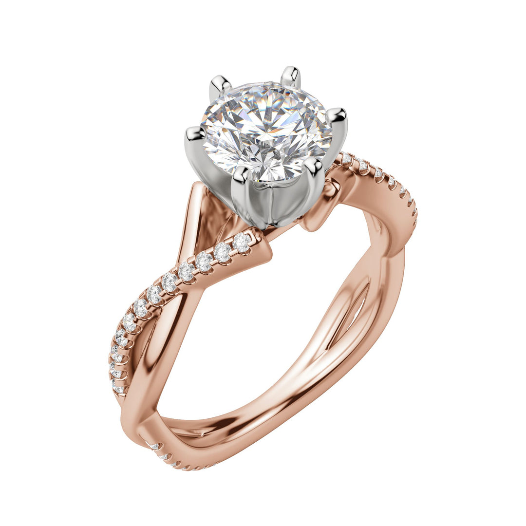 CHIC ACCENTED ROUND CUT MOISSANITE ENGAGEMENT RING