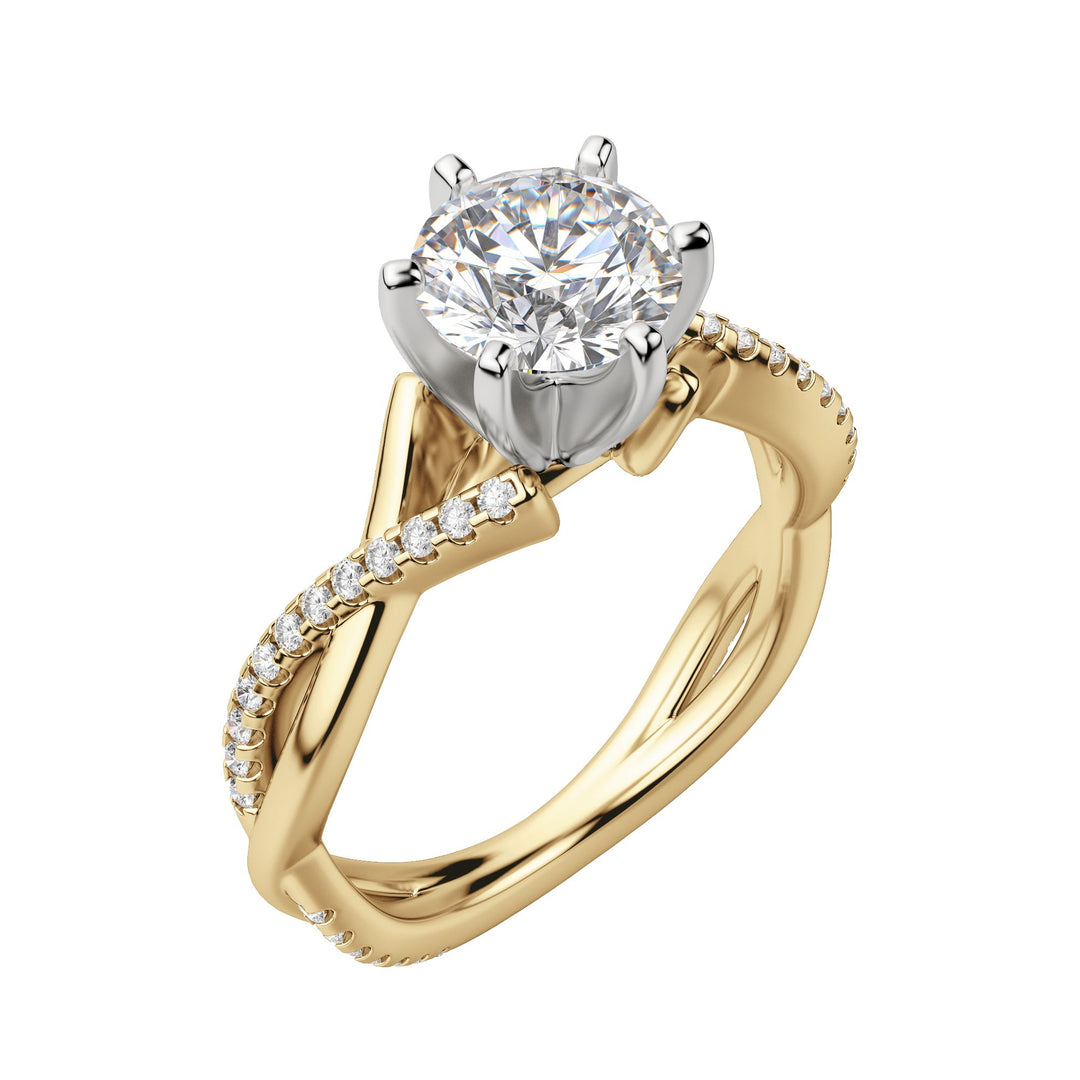 CHIC ACCENTED ROUND CUT MOISSANITE ENGAGEMENT RING