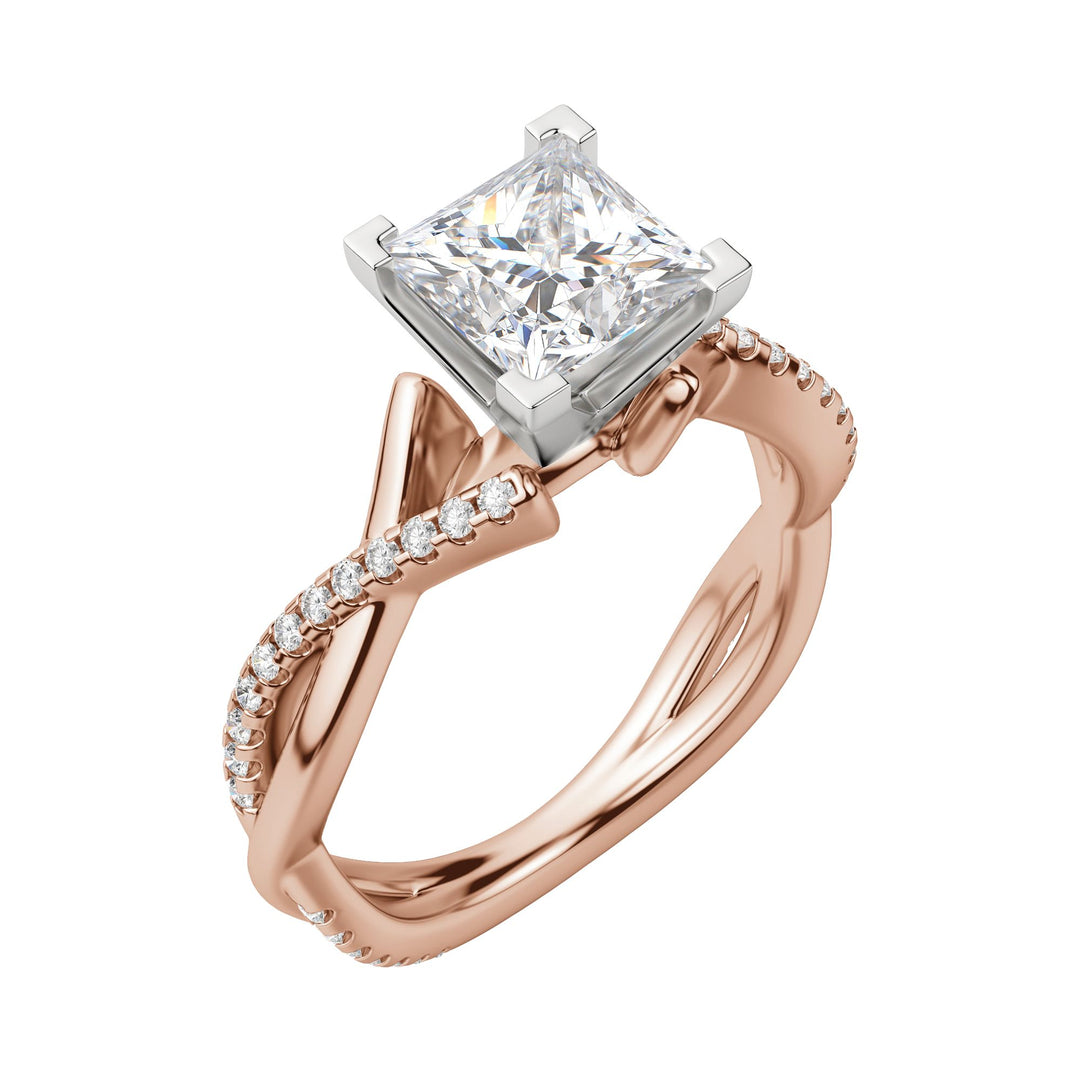 CHIC ACCENTED PRINCESS CUT MOISSANITE ENGAGEMENT RING