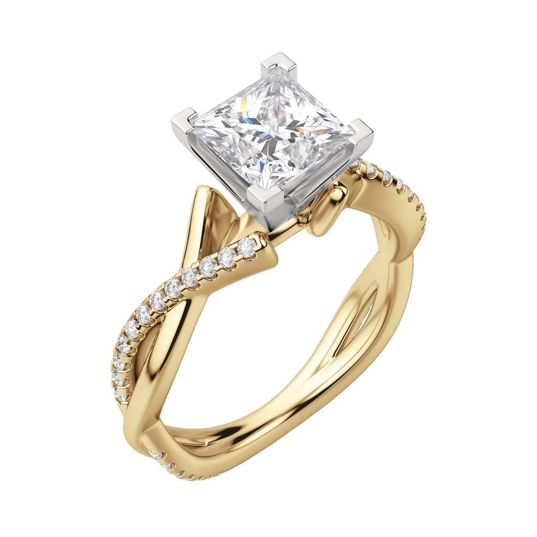 CHIC ACCENTED PRINCESS CUT MOISSANITE ENGAGEMENT RING