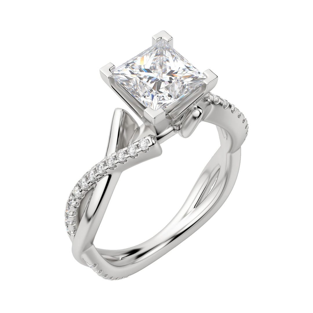 CHIC ACCENTED PRINCESS CUT MOISSANITE ENGAGEMENT RING