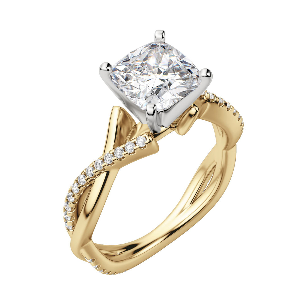 CHIC ACCENTED CUSHION CUT MOISSANITE ENGAGEMENT RING