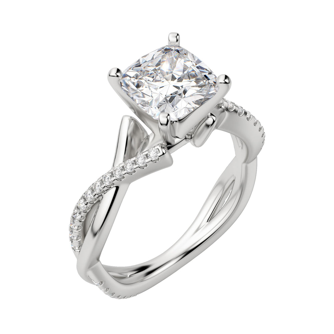 CHIC ACCENTED CUSHION CUT MOISSANITE ENGAGEMENT RING