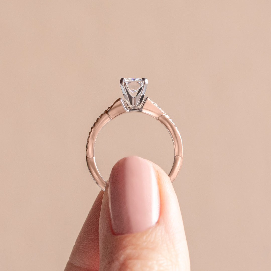 CHIC ACCENTED RADIANT CUT MOISSANITE ENGAGEMENT RING