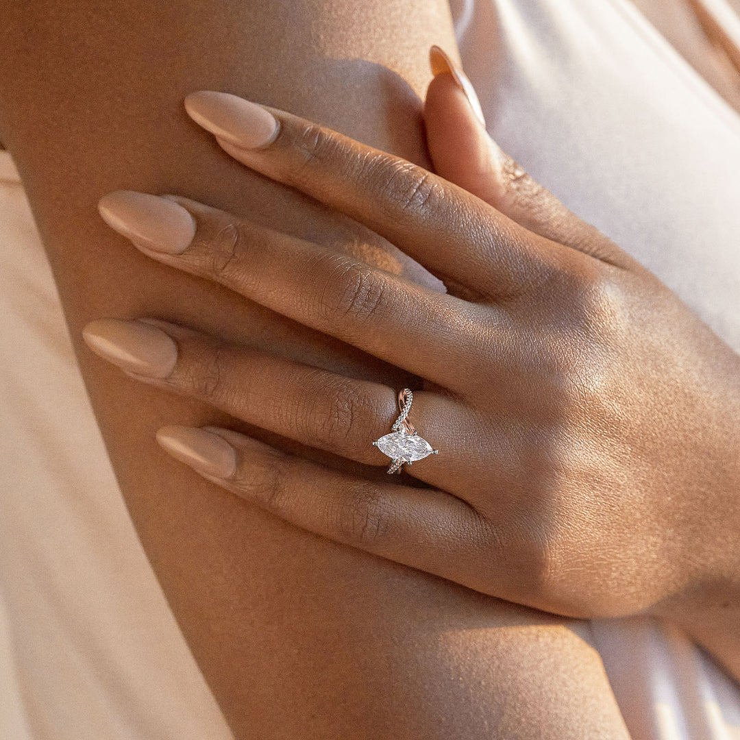 CHIC ACCENTED MARQUISE CUT ENGAGEMENT RING