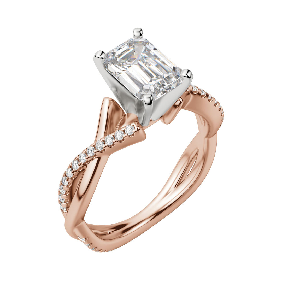 CHIC ACCENTED EMERALD CUT MOISSANITE ENGAGEMENT RING