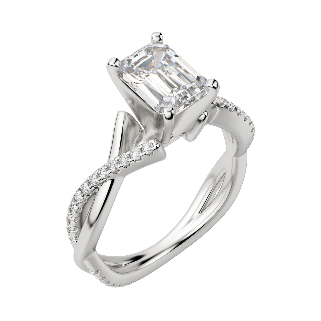 CHIC ACCENTED EMERALD CUT MOISSANITE ENGAGEMENT RING