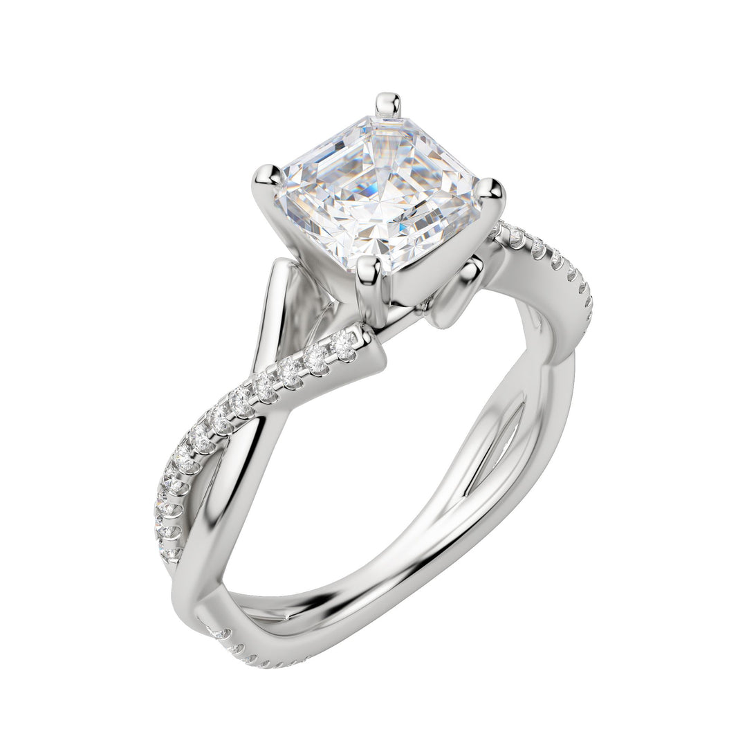 CHIC ACCENTED ASSCHER CUT MOISSANITE ENGAGEMENT RING