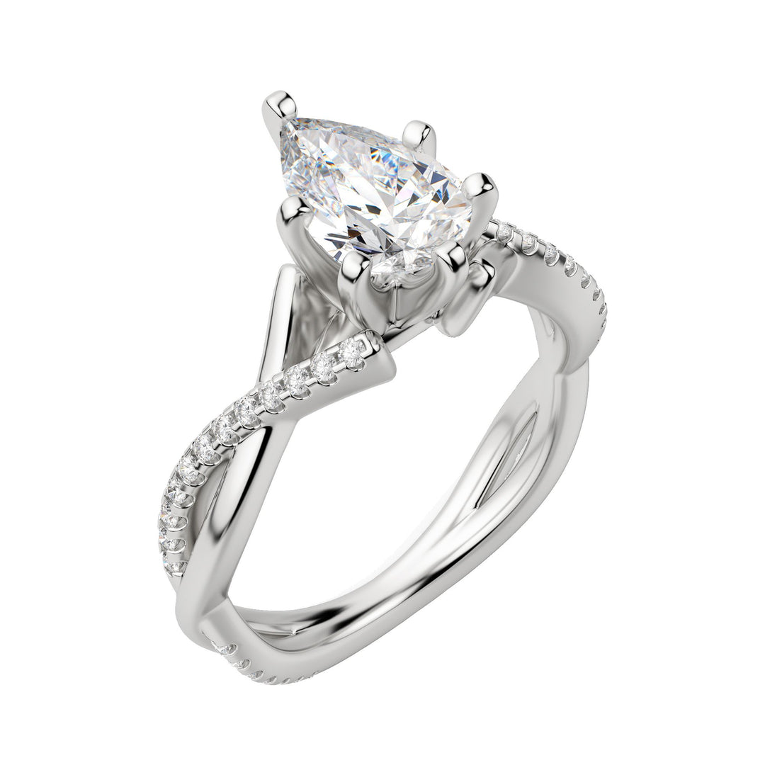 CHIC ACCENTED PEAR CUT MOISSANITE ENGAGEMENT RING