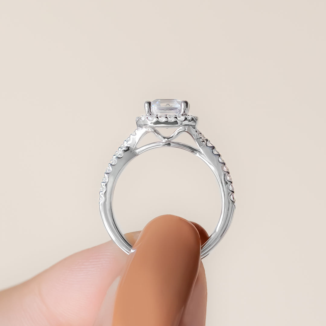 LUSH ASSCHER CUT MOISSANITE ENGAGEMENT RING