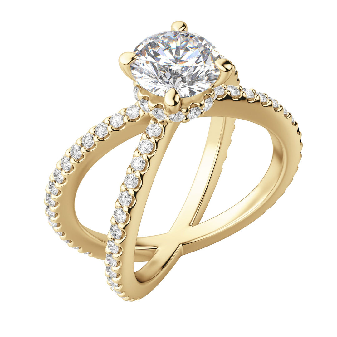 DEMI ACCENTED ROUND CUT MOISSANITE ENGAGEMENT RING