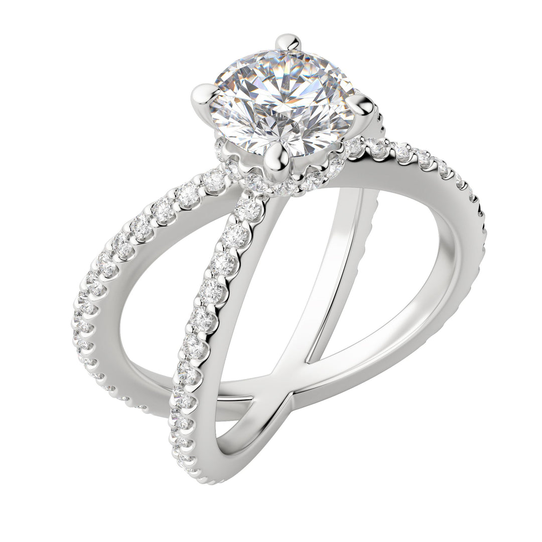 DEMI ACCENTED ROUND CUT MOISSANITE ENGAGEMENT RING