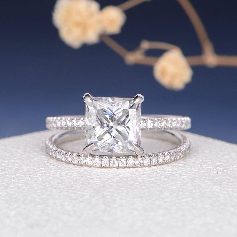 2CT CLAW PRONGS ETERNITY STACKING SOLITAIRE MOISSANITE ENGAGEMENT RING