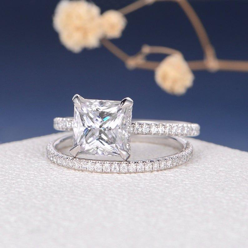 2CT CLAW PRONGS ETERNITY STACKING SOLITAIRE MOISSANITE ENGAGEMENT RING