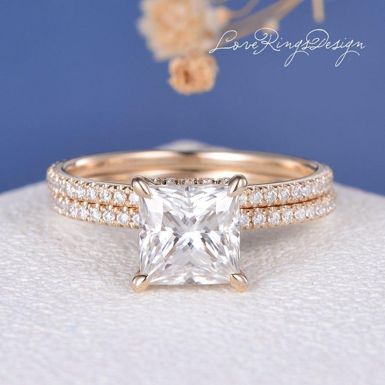 2CT CLAW PRONGS ETERNITY STACKING SOLITAIRE MOISSANITE ENGAGEMENT RING