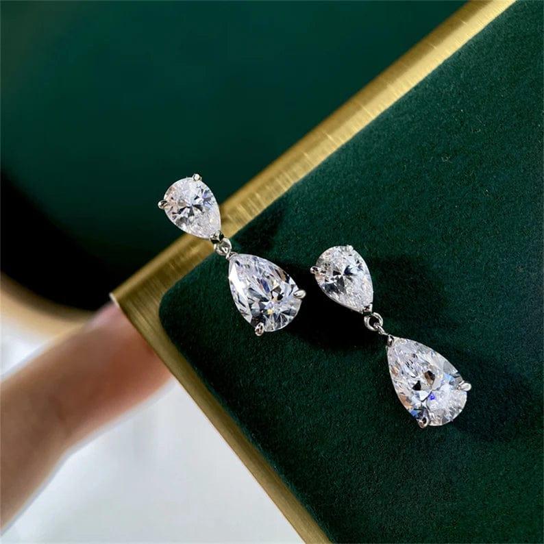 3.00 TCW PEAR CUT MOISSANITE DROP EARRING