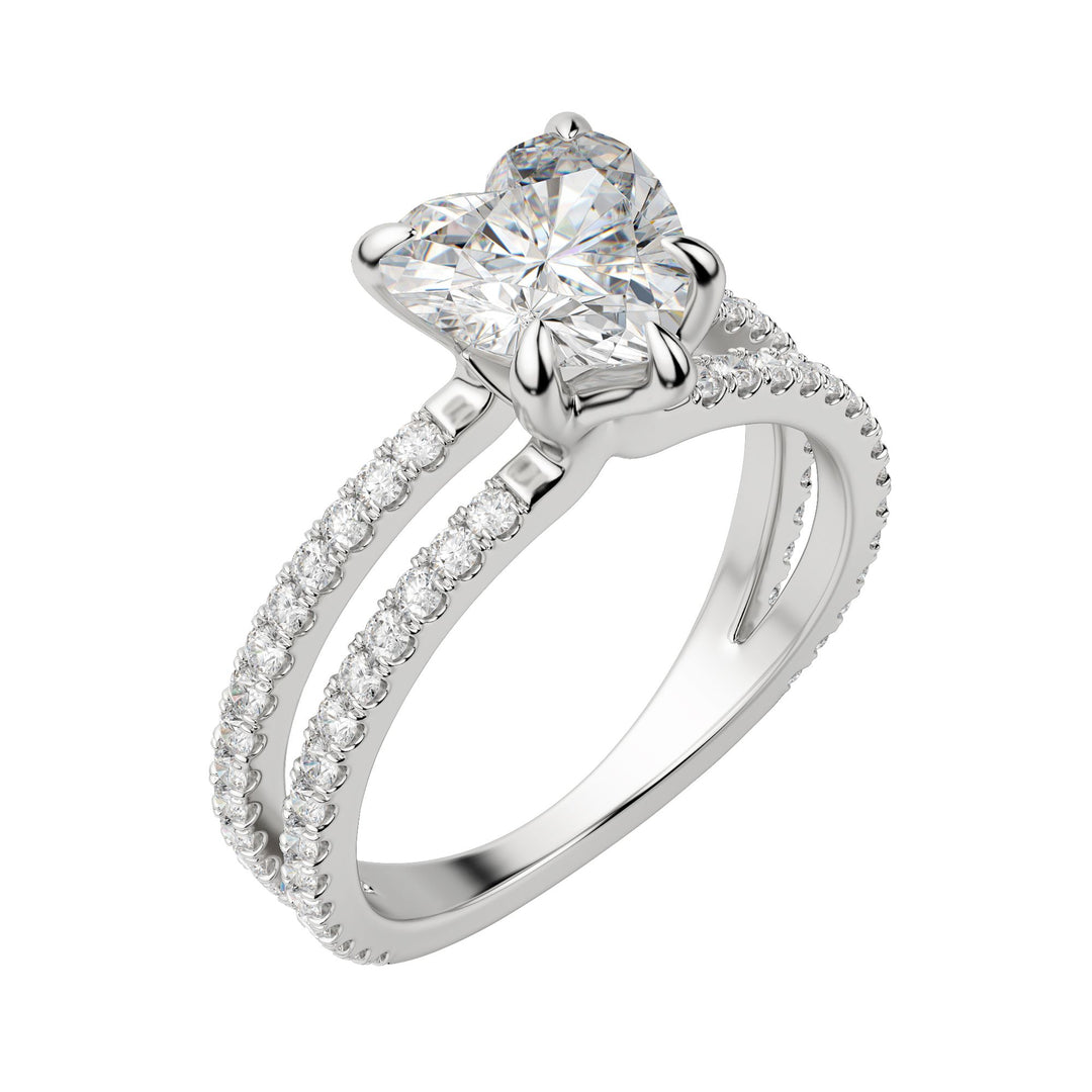 DUET ACCENTED HEART CUT MOISSANITE ENGAGEMENT RING