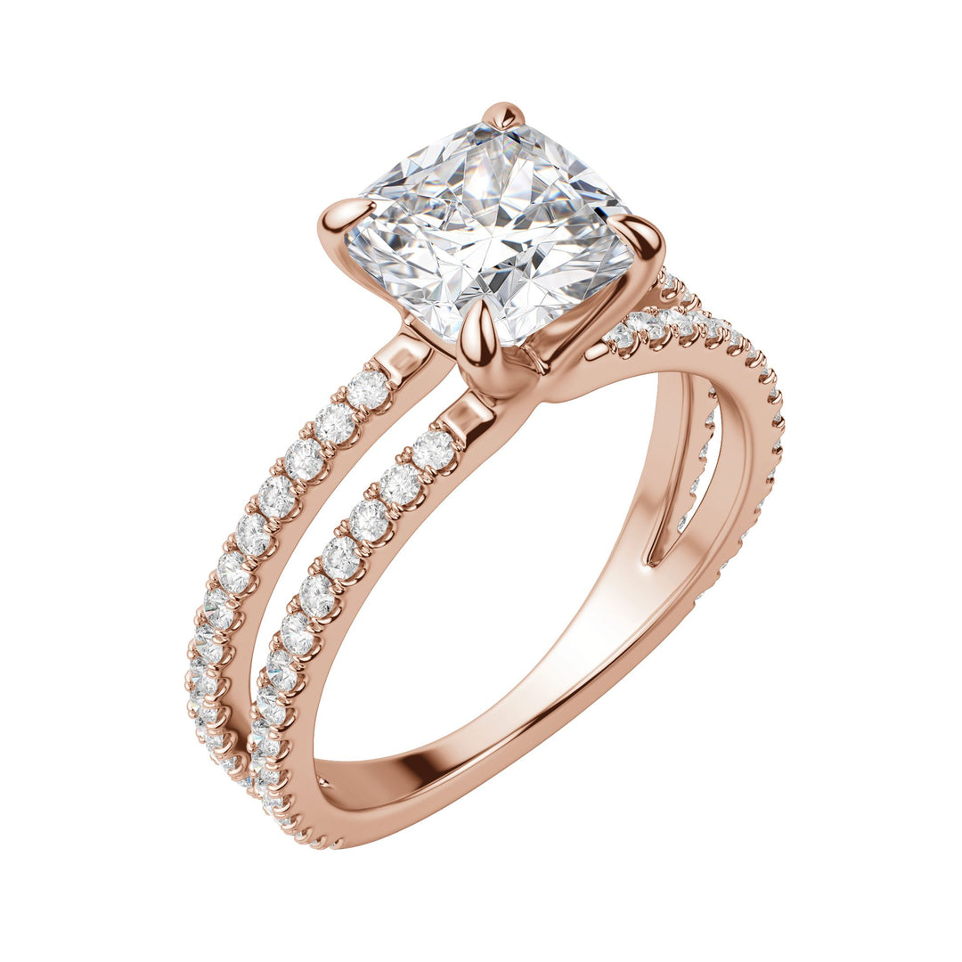 DUET ACCENTED CUSHION CUT MOISSANITE ENGAGEMENT RING